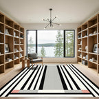 Minimalist Black White Gray Stripes Rug
