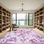 Lavender Coral Floral Arrangement Rug