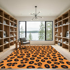 Vibrant Orange Black Spots Rug
