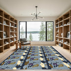 Abstract Camouflage Blues Beige Brown Rug