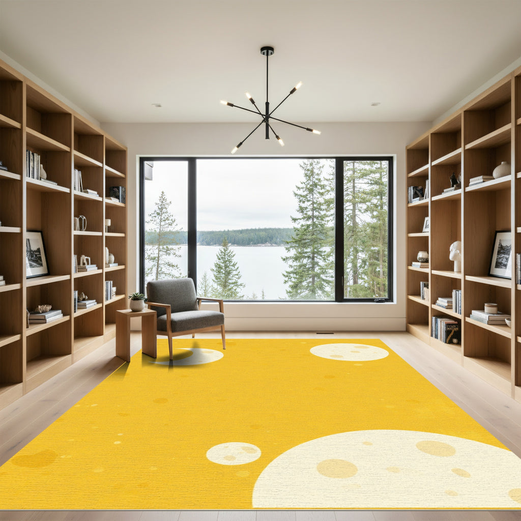 Yellow Moon Crescent Celestial Rug