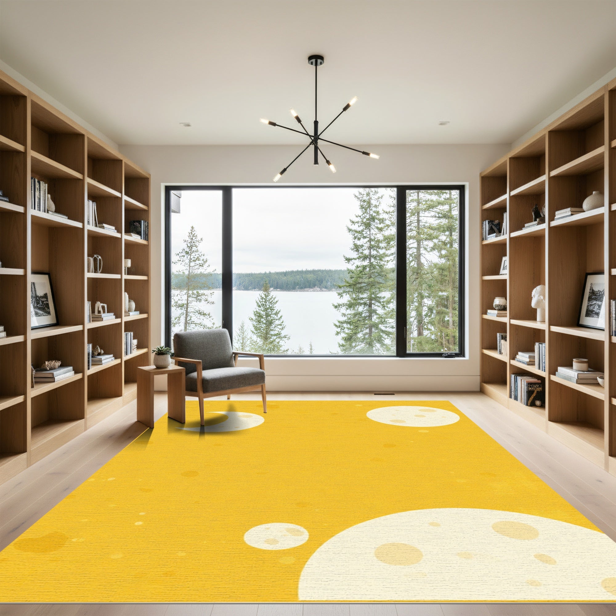 Yellow Moon Crescent Celestial Rug