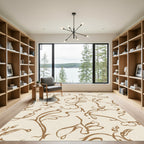 Brown Floral Vine Swirl Rug