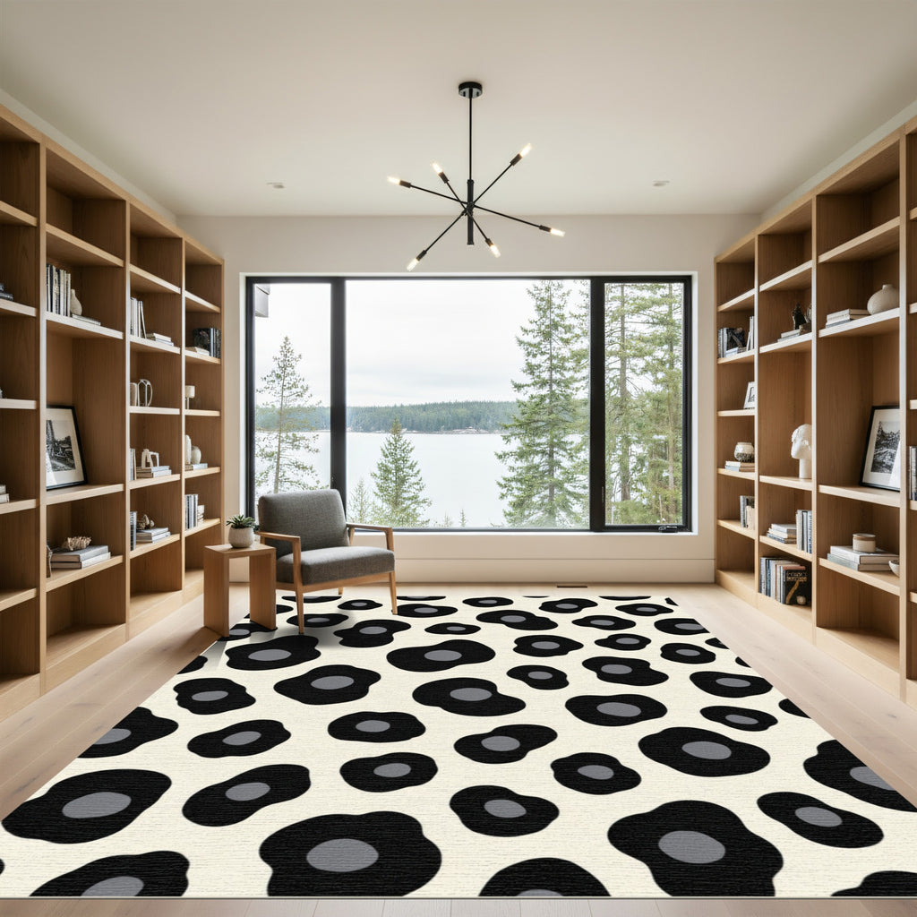 Black Cream Spots Animal Rug