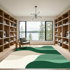 Abstract Earthy Green Waves Rug