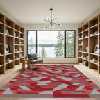 Red Gray Geometric Fragment Rug