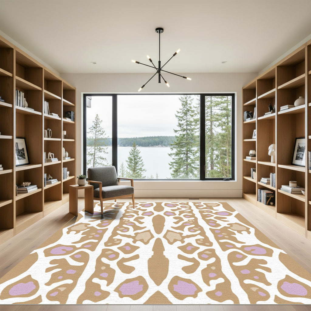 Organic Tan Violet Organic Shape Rug