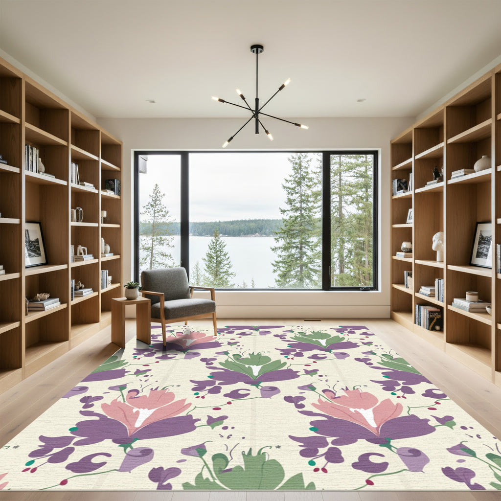 Ornate Pastel Floral Vine Arrangement Rug