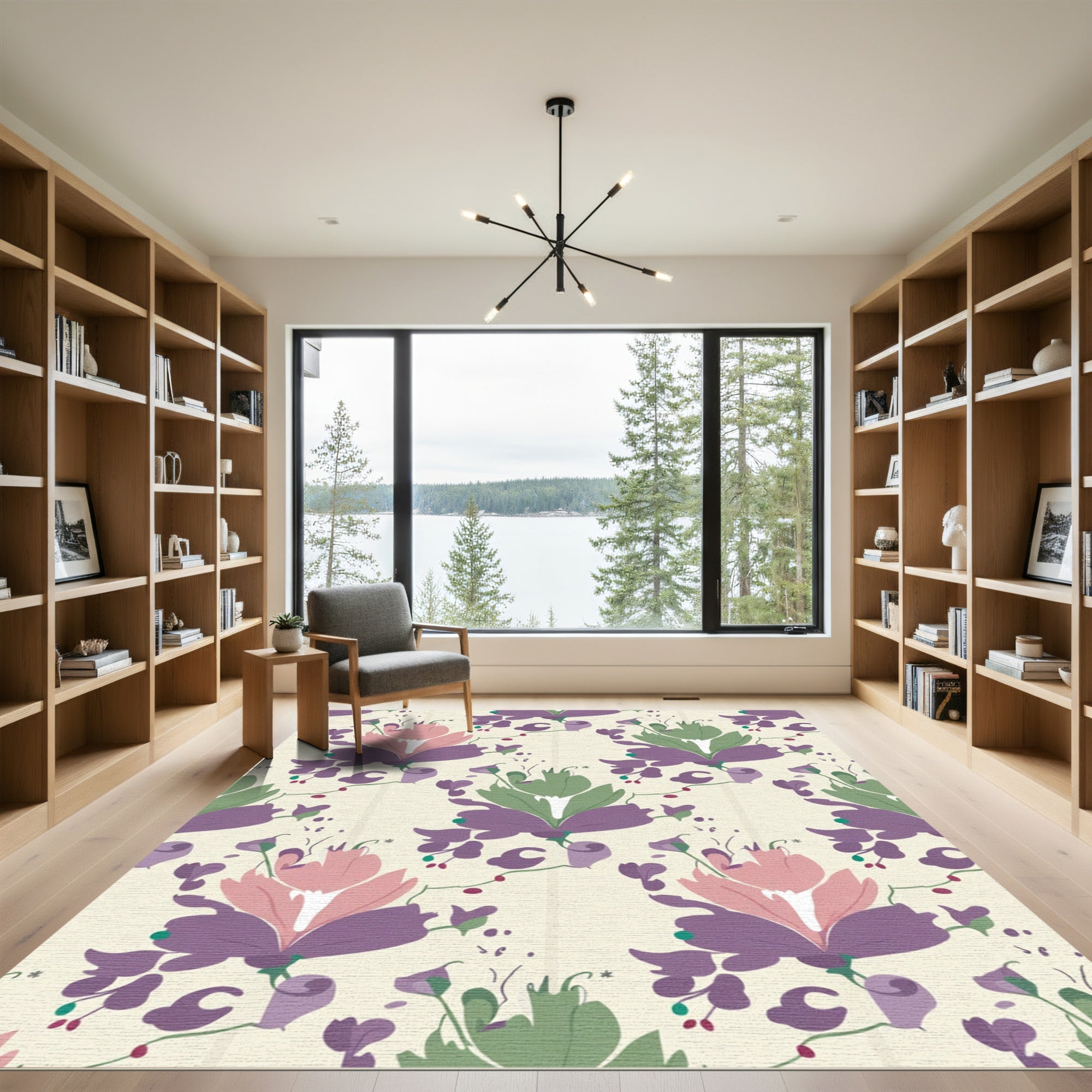 Ornate Pastel Floral Vine Arrangement Rug