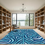Blue Swirl Flowing Ribbon Arrangement Rug