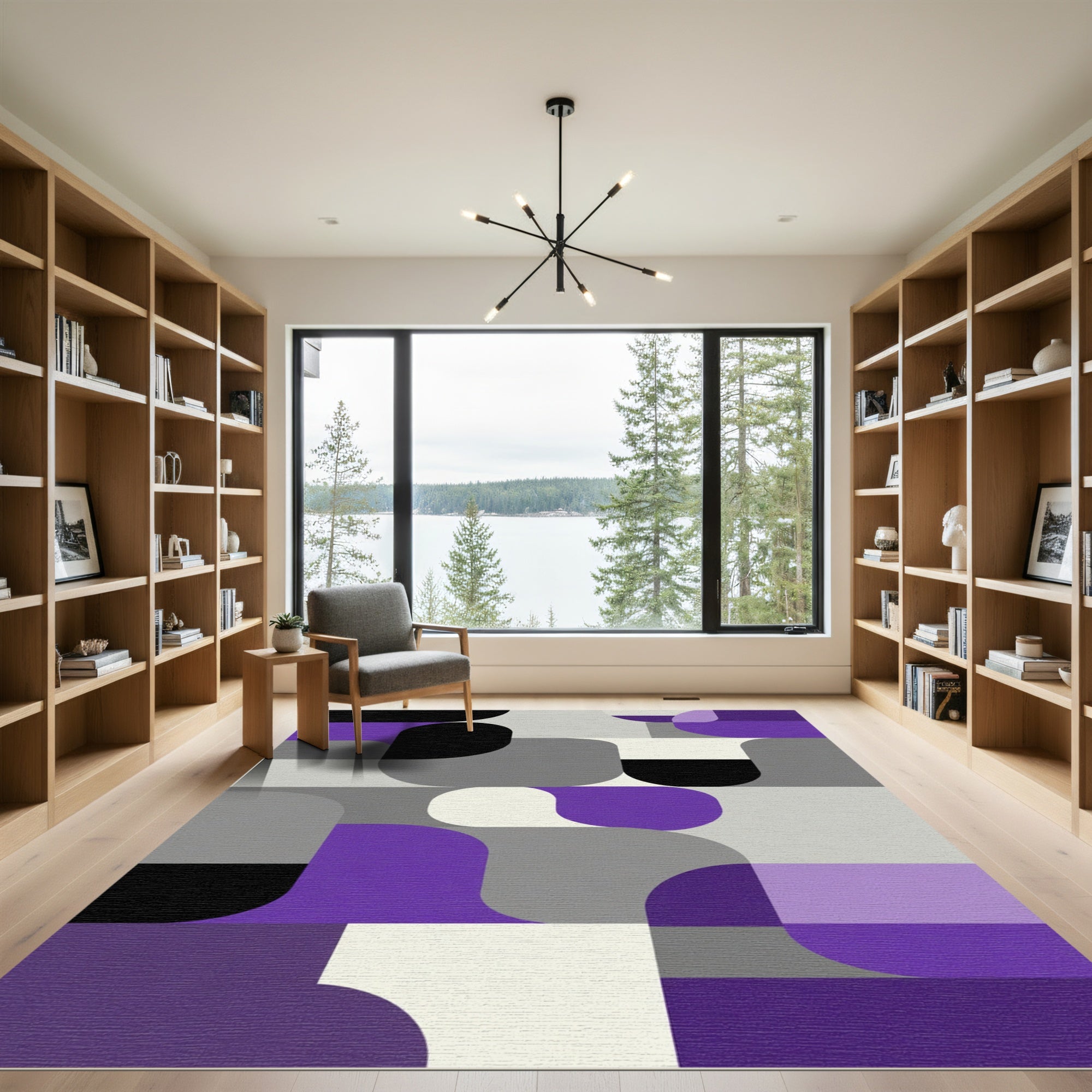 Abstract Modern Amethyst Geometric Rug