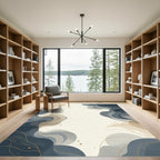 Abstract Navy Gold Swirl Flourish Rug