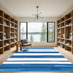 Coastal Blue And White Striped Rug