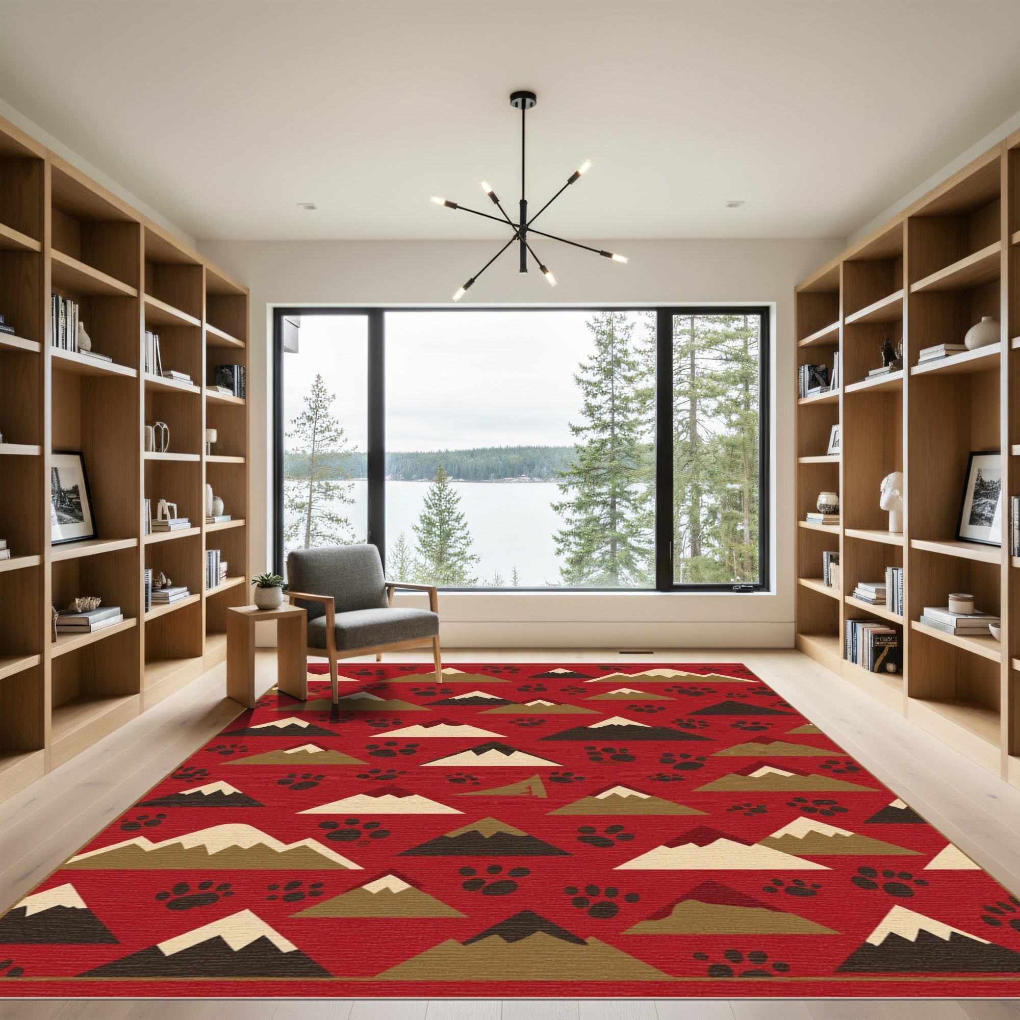 Red Mountain Paw Print Repeat Rug