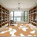 Tan White Irregular Splatter Abstract Rug