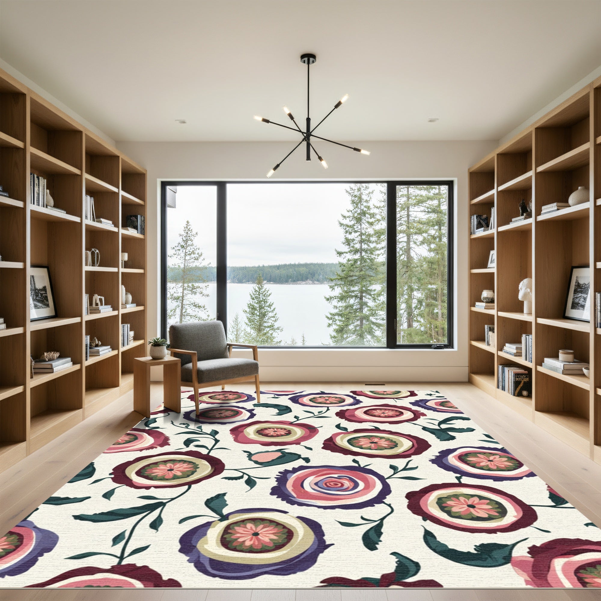 Deep Burgundy Floral Medley Rug
