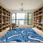 Deep Blue Marine Whirlpool Flow Rug