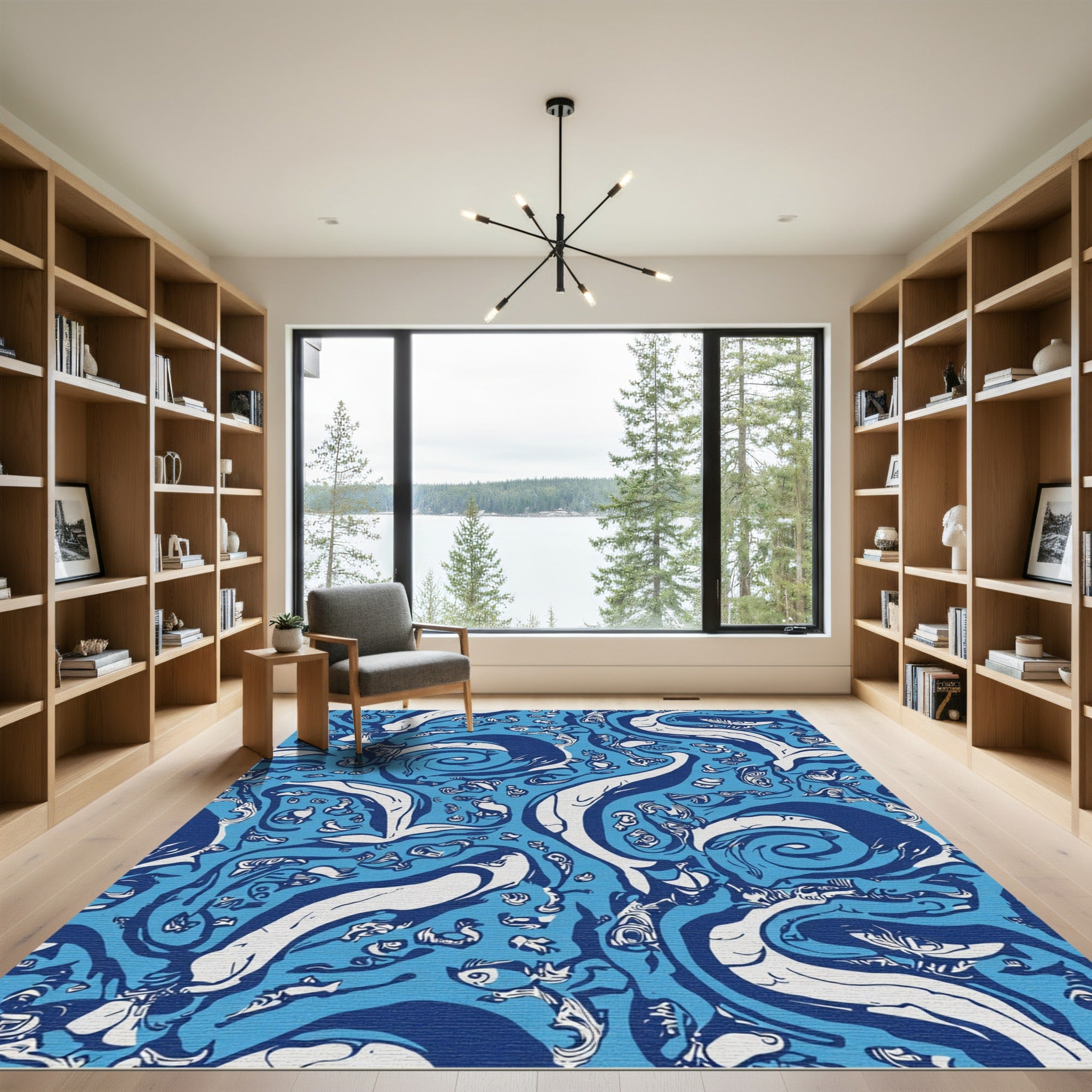 Deep Blue Marine Whirlpool Flow Rug