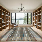 Earthy Toned Plaid Grid Overlay Rug