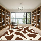 Brown Cream Intertwined Abstract Shapes Rug