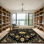 Golden Rabbit Floral Art Deco Rug