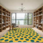 Golden Teal Polka Dot Scatter Rug