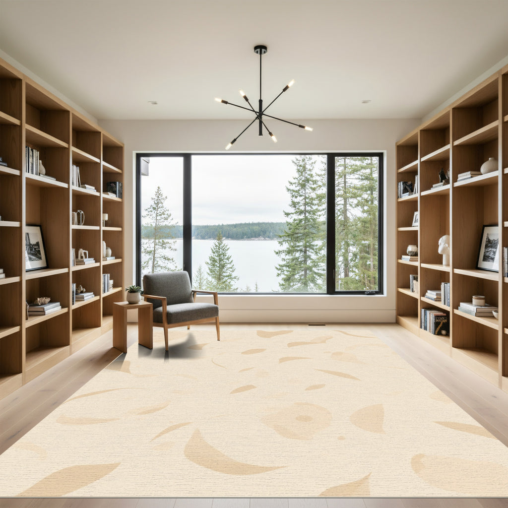 Soft Beige Organic Shape Abstract Rug