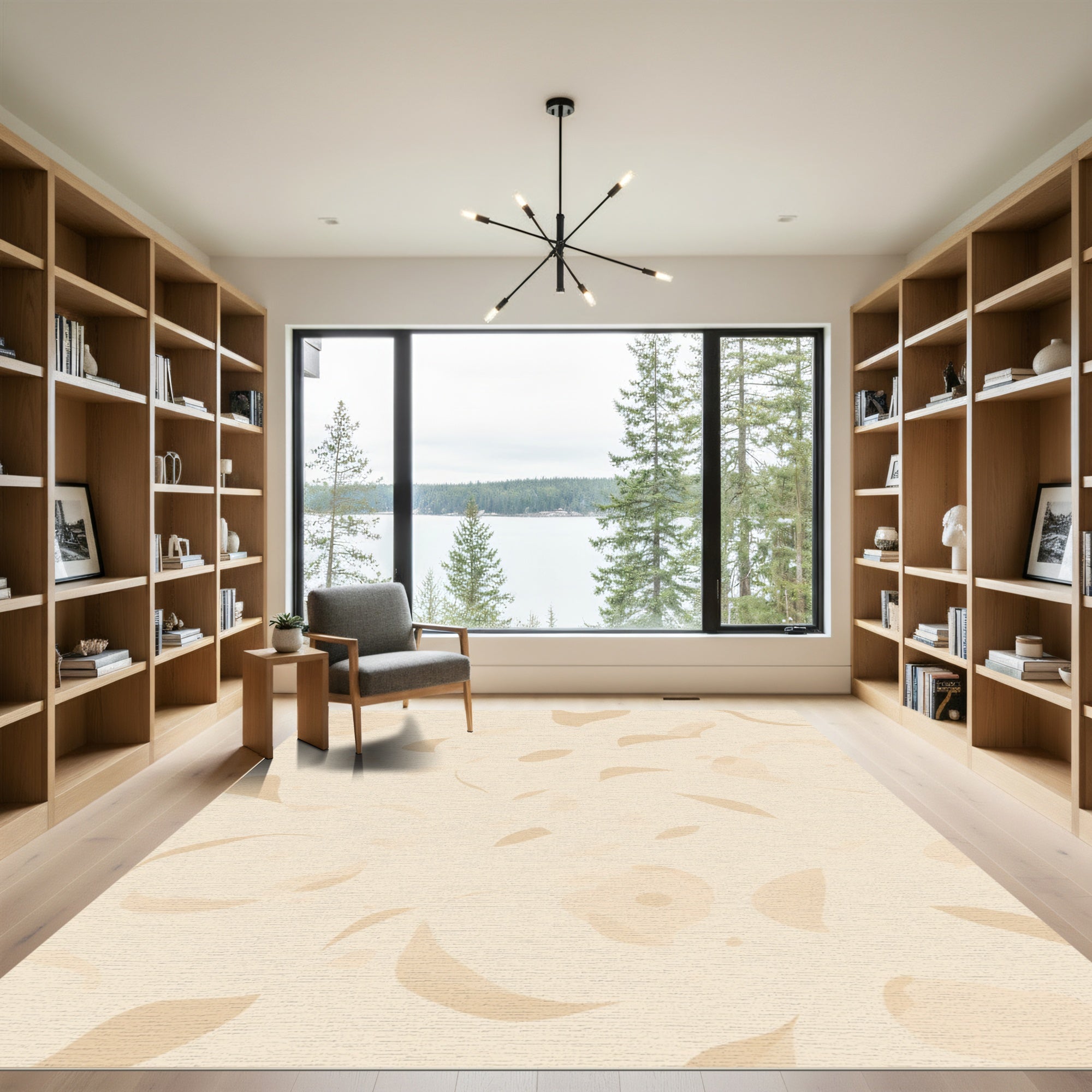 Soft Beige Organic Shape Abstract Rug
