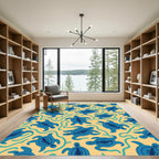 Whimsical Blue Sea Turtles Swirl Rug