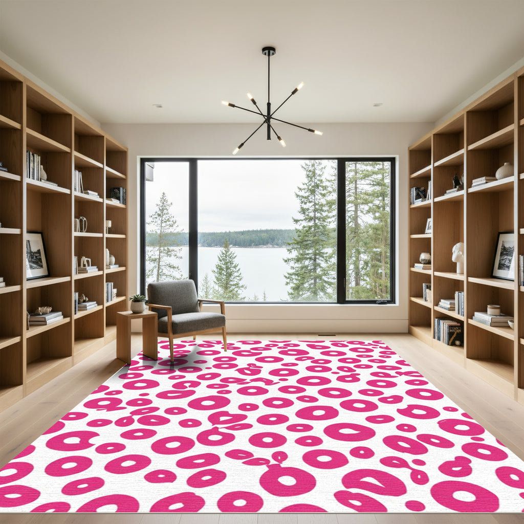 Bright Pink Scattered Circles Rug