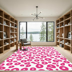 Bright Pink Scattered Circles Rug