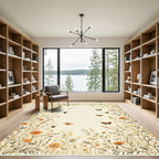 Whimsical Orange Butterfly Garden Bloom Rug