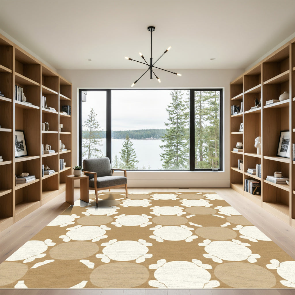 Brown Neutral Circles Array Decor Rug