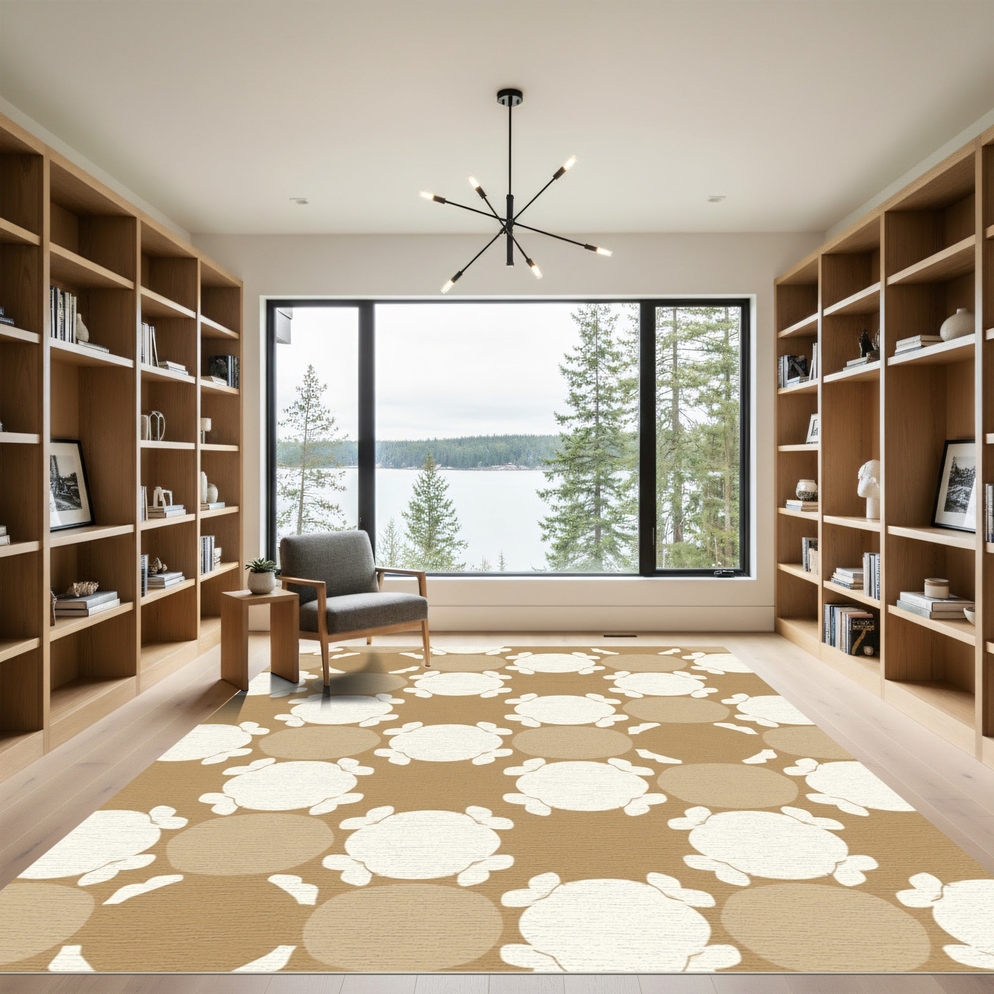 Brown Neutral Circles Array Decor Rug