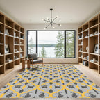 Gold Yellow Gray Abstract Chain Rug