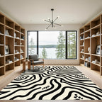 Abstract Cream Black Zebra Stripes Rug