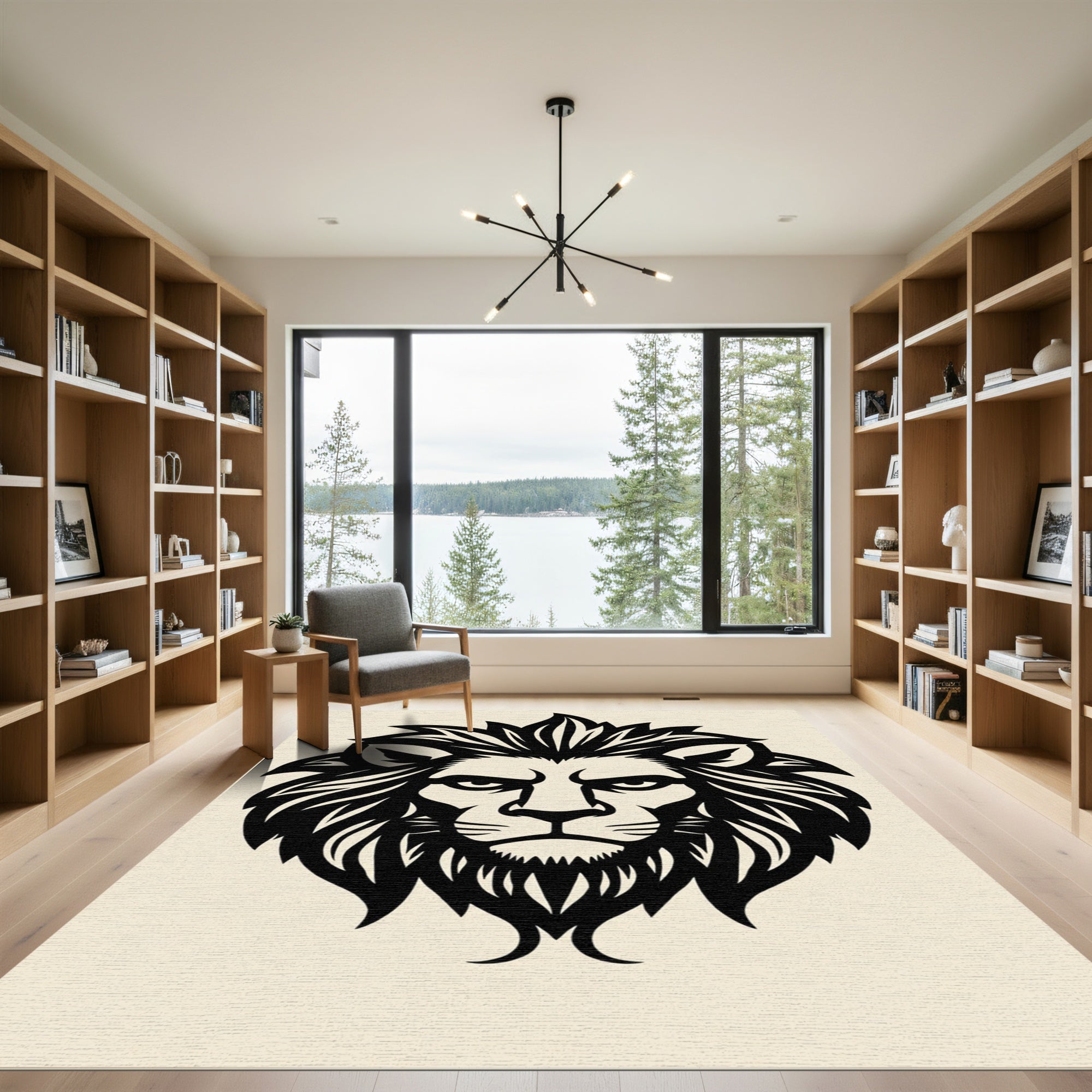 Bold Black Lion Regal Mane Rug