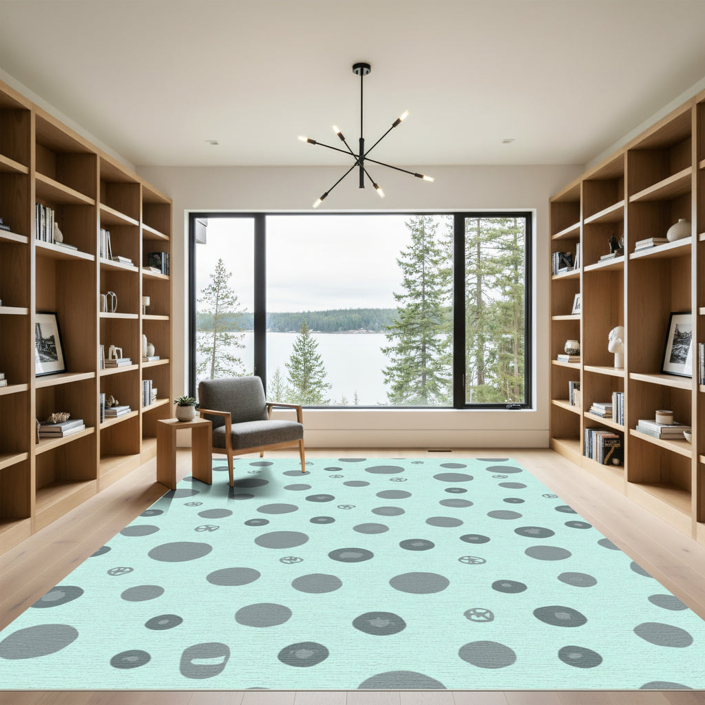 Gray Blue Polka Dot Scatter Rug