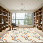 Warm Orange Gray Swirls Organic Forms Rug