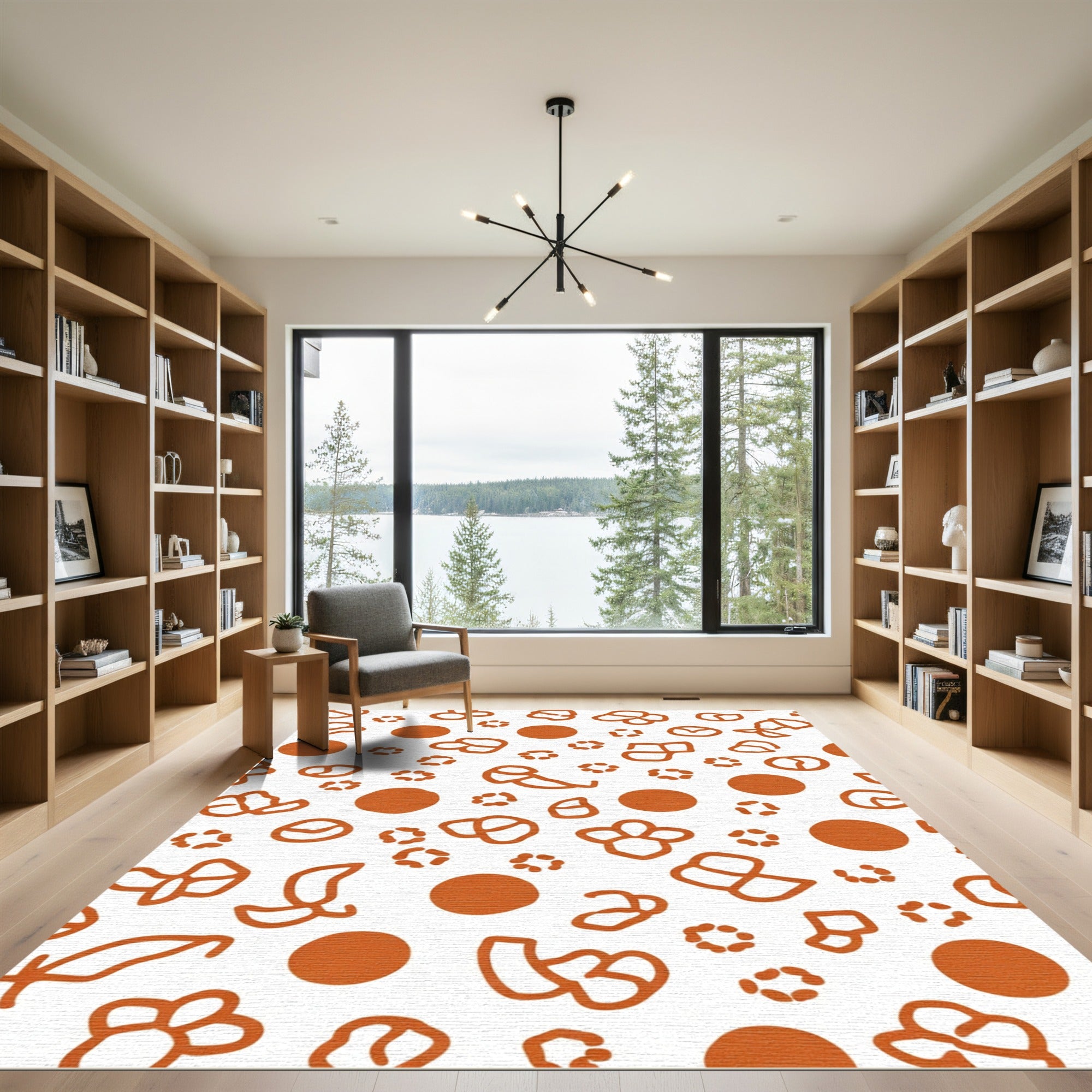Terracotta Abstract Floral Scatter Rug