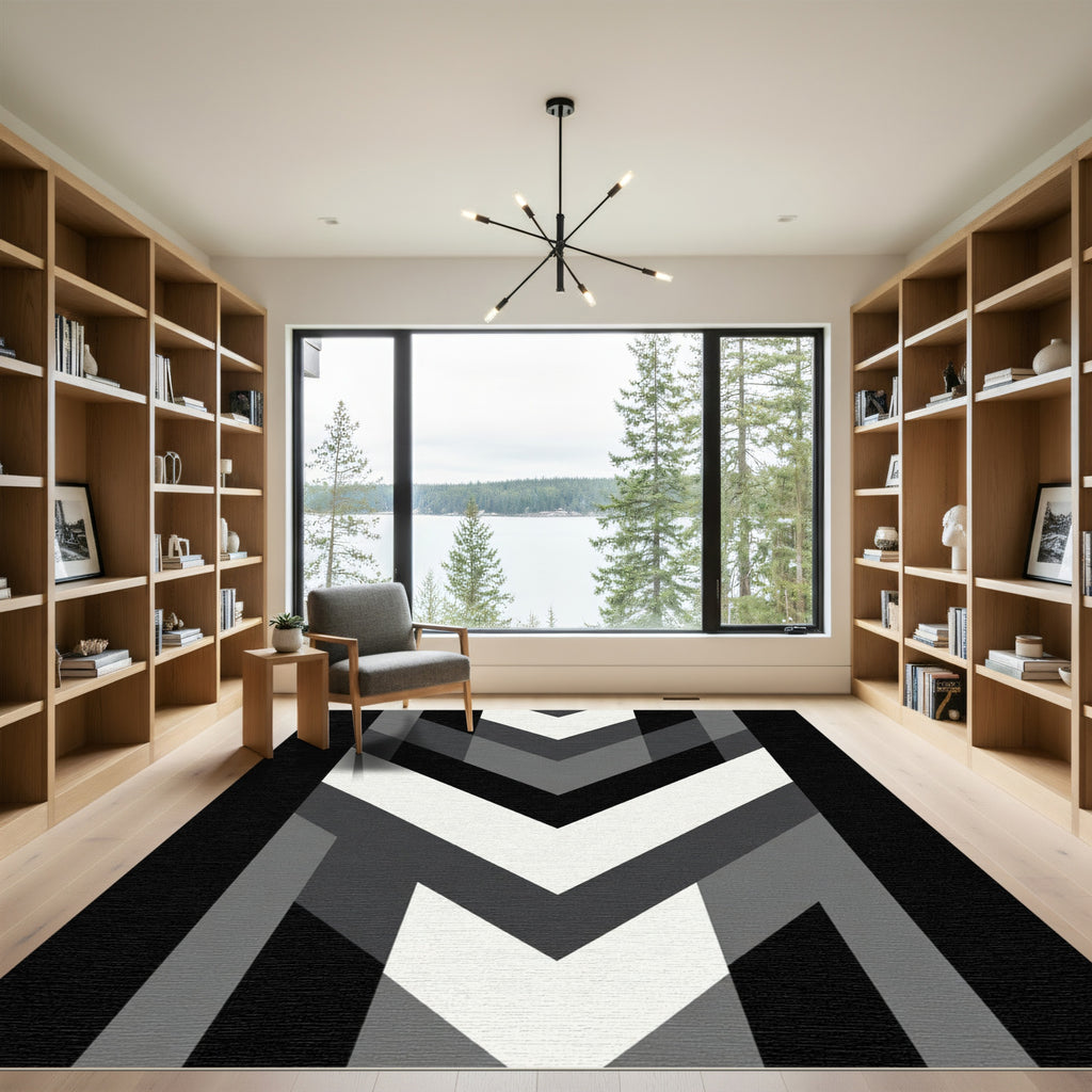 Monochromatic Geometric Chevron Arrows Rug