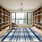 Classic Navy Cream Plaid Rug