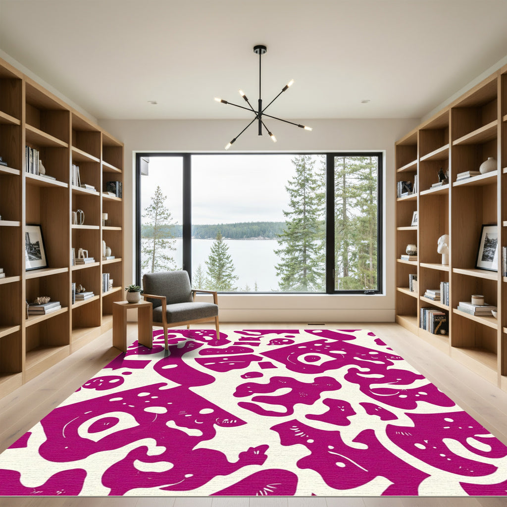 Fuchsia Abstract Organic Shapes Rug