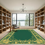 Emerald Gold Floral Arabesque Border Rug