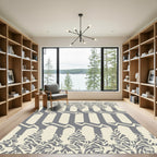 Gray and Cream Gothic Arch Stripe Rug