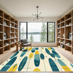 Retro Surfboard Mosaic Mid Century Rug