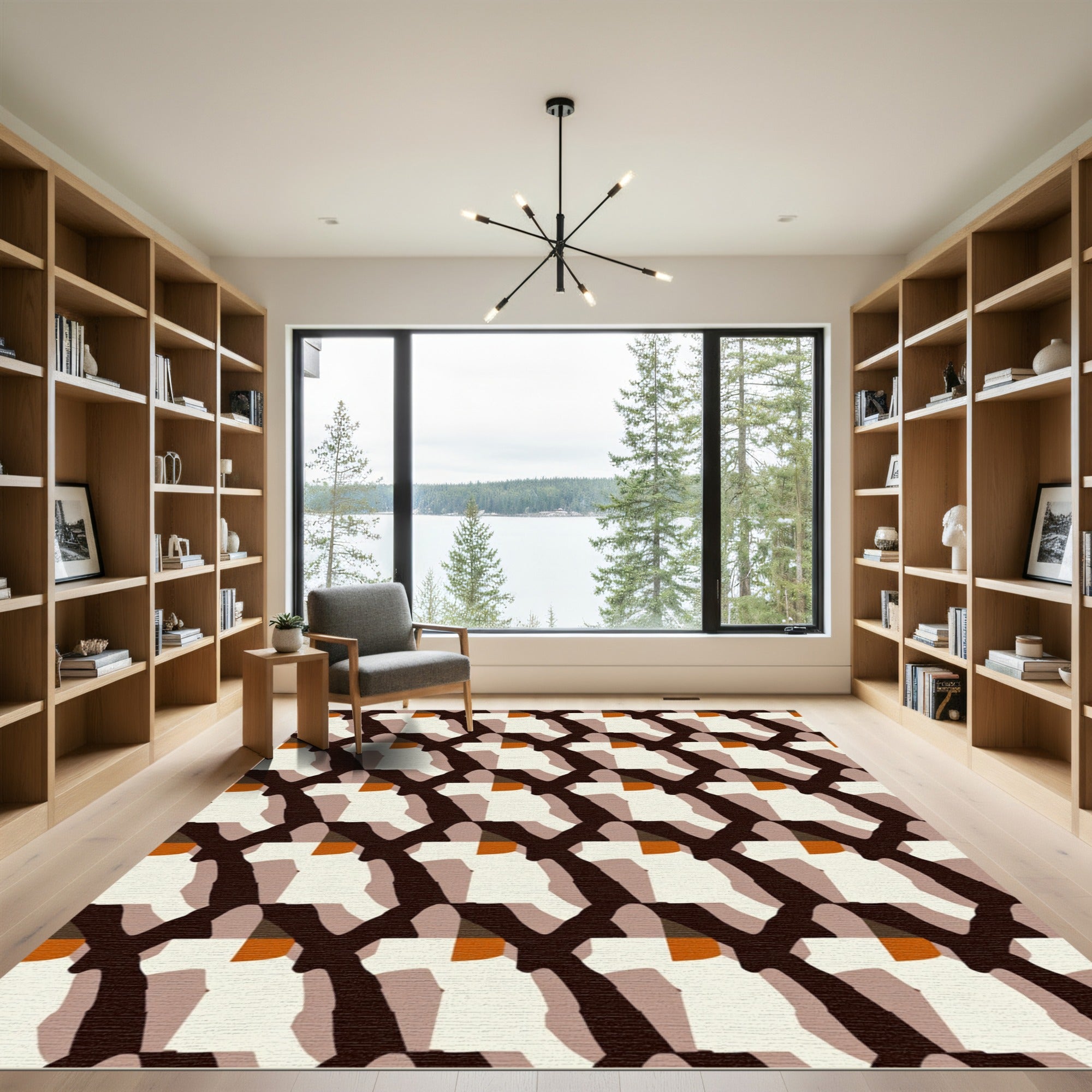 Abstract Geometric Earthy Tone Rug