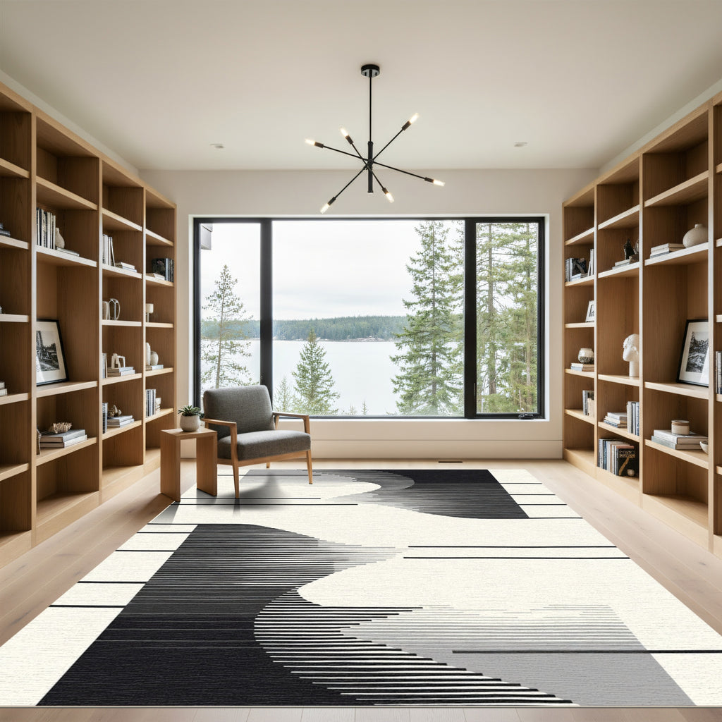 Monochromatic Abstract Curved Stripe Rug