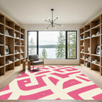 Pink Cream Abstract Labyrinth Rug