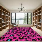Hot Pink Abstract Organic Circles Rug
